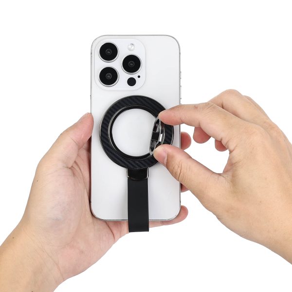 Portable Ultra-Thin Magnetic Phone Stand – Dual-Sided Aluminum Ring Grip for iPhone & Android Black Color - Image 4