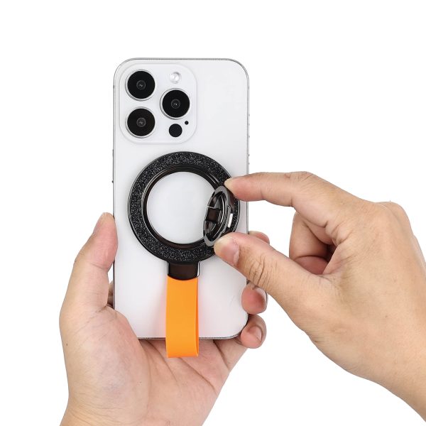Portable Ultra-Thin Magnetic Phone Stand – Dual-Sided Aluminum Ring Grip for iPhone & Android Orange Color - Image 4