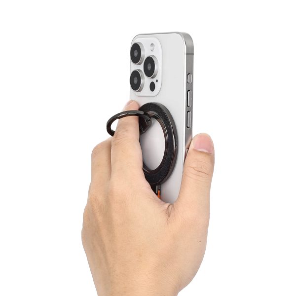 Portable Ultra-Thin Magnetic Phone Stand – Dual-Sided Aluminum Ring Grip for iPhone & Android Orange Color - Image 5