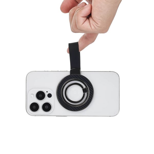 Portable Ultra-Thin Magnetic Phone Stand – Dual-Sided Aluminum Ring Grip for iPhone & Android Black Color - Image 5