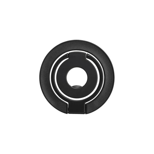 Mini Magnetic Metal Phone Ring Holder Stand – Adjustable & Portable Grip for All Smartphones Black Color - Image 3