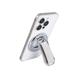 New Magnetic Phone Holder Ultra Thin Folding Desktop Rotating Silicone Hanging Strap Finger Ring Buckle Phone Holder Sliver Color