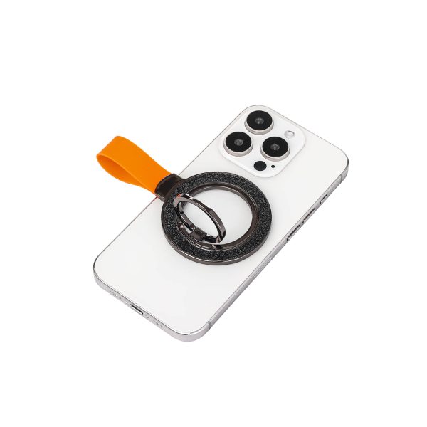 Portable Ultra-Thin Magnetic Phone Stand – Dual-Sided Aluminum Ring Grip for iPhone & Android Orange Color - Image 2