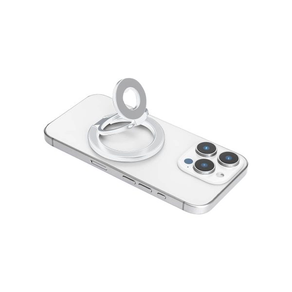 Mini Magnetic Metal Phone Ring Holder Stand – Adjustable & Portable Grip for All Smartphones White Color - Image 4