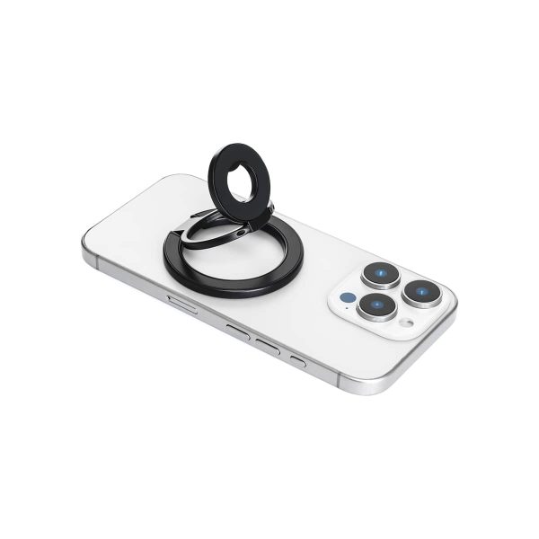Mini Magnetic Metal Phone Ring Holder Stand – Adjustable & Portable Grip for All Smartphones Black Color - Image 5