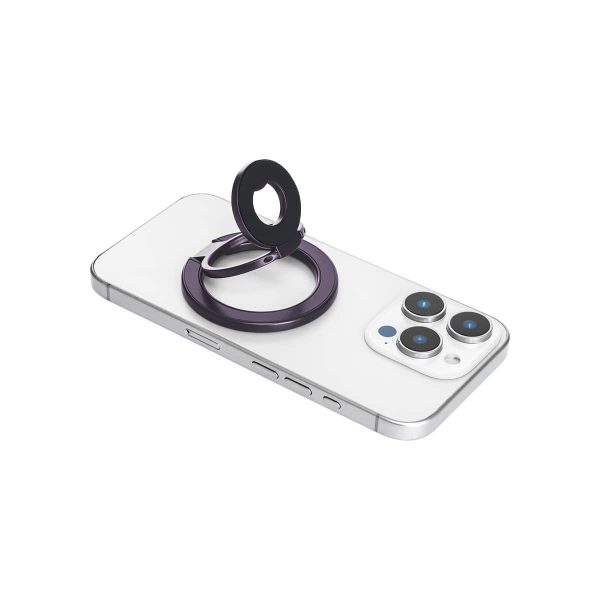 Mini Magnetic Metal Phone Ring Holder Stand – Adjustable & Portable Grip for All Smartphones Purple Color - Image 2
