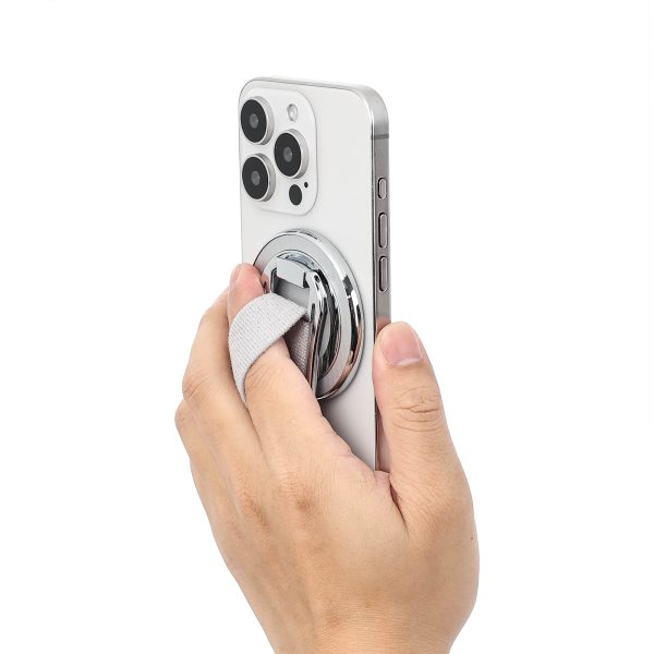 New Magnetic Phone Holder Ultra Thin Folding Desktop Rotating Silicone Hanging Strap Finger Ring Buckle Phone Holder Sliver Color - Image 3