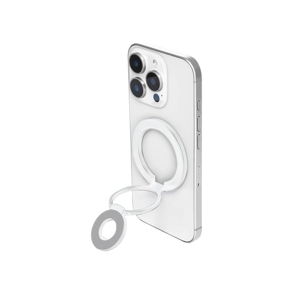 Mini Magnetic Metal Phone Ring Holder Stand – Adjustable & Portable Grip for All Smartphones White Color - Image 5