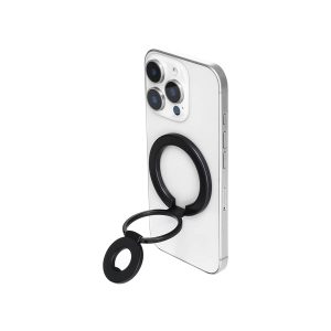 Mini Magnetic Metal Phone Ring Holder Stand – Adjustable & Portable Grip for All Smartphones Black Color