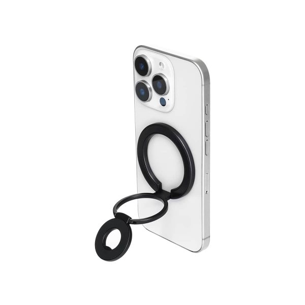Mini Magnetic Metal Phone Ring Holder Stand – Adjustable & Portable Grip for All Smartphones Black Color