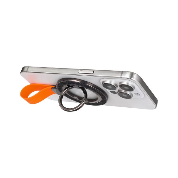 Portable Ultra-Thin Magnetic Phone Stand – Dual-Sided Aluminum Ring Grip for iPhone & Android Orange Color - Image 3
