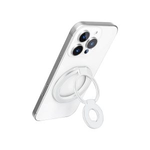 Mini Magnetic Metal Phone Ring Holder Stand – Adjustable & Portable Grip for All Smartphones White Color