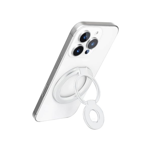Mini Magnetic Metal Phone Ring Holder Stand – Adjustable & Portable Grip for All Smartphones White Color