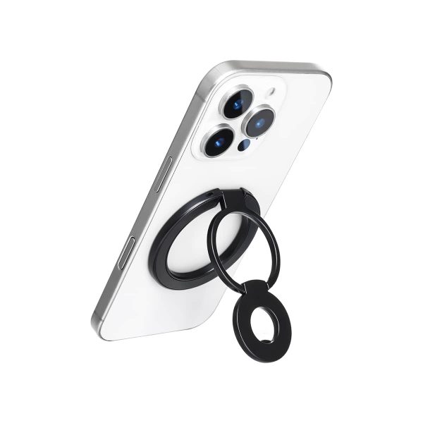 Mini Magnetic Metal Phone Ring Holder Stand – Adjustable & Portable Grip for All Smartphones Black Color - Image 6