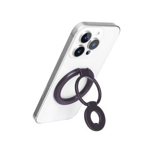 Mini Magnetic Metal Phone Ring Holder Stand – Adjustable & Portable Grip for All Smartphones Purple Color