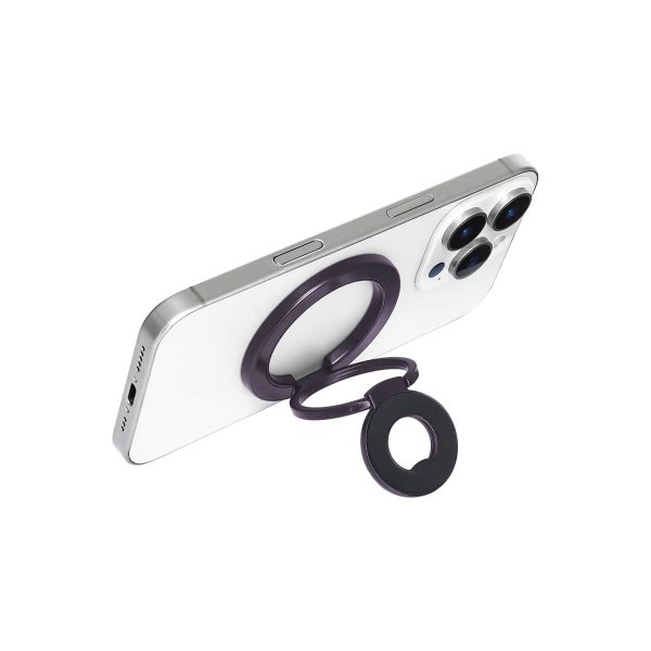 Mini Magnetic Metal Phone Ring Holder Stand – Adjustable & Portable Grip for All Smartphones Purple Color - Image 4