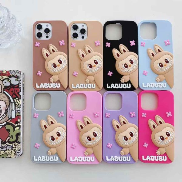 Cute 3D Cartoon Bunny Phone Case – Soft Silicone Protective Cover for iPhone 11 to 16 Pro Max
