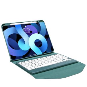 iPad Air 5 & iPad Pro 11 2022 Transparent Acrylic Case with Detachable Back Stand & Bluetooth Keyboard – Ultra Slim Protective Cover Green Color