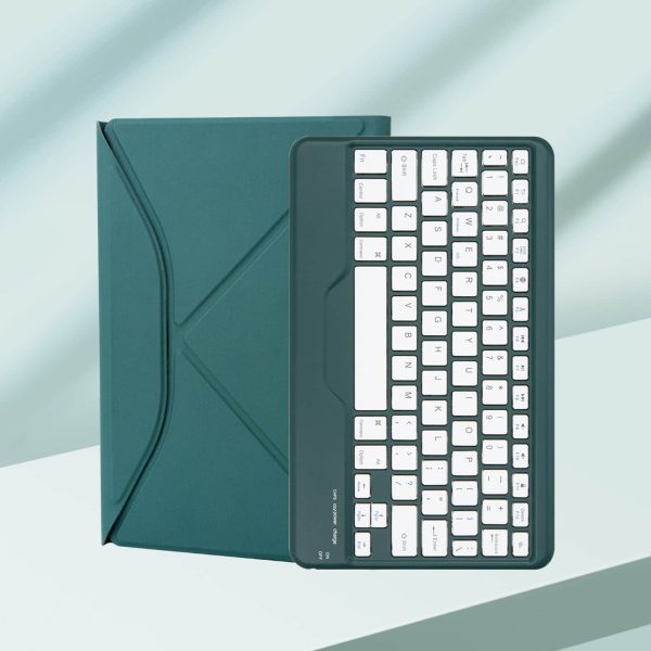 iPad Air 5 & iPad Pro 11 2022 Transparent Acrylic Case with Detachable Back Stand & Bluetooth Keyboard – Ultra Slim Protective Cover Green Color - Image 2