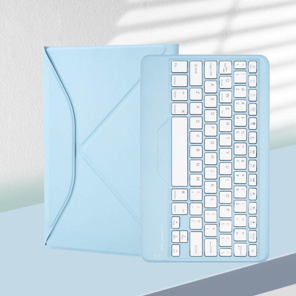 iPad Air 5 & iPad Pro 11 2022 Transparent Acrylic Case with Detachable Back Stand & Bluetooth Keyboard – Ultra Slim Protective Cover Blue Color - Image 2