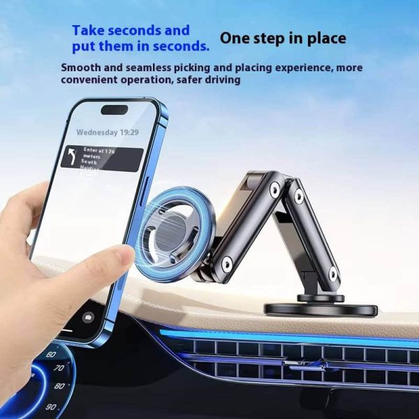 New Magnetic Car Phone Holder - 360° Rotating Foldable MagSafe Compatible Mount for iPhone Navigation | Universal Metal Car Mount - Image 2