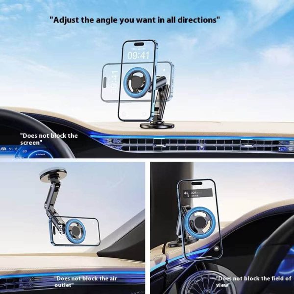 New Magnetic Car Phone Holder - 360° Rotating Foldable MagSafe Compatible Mount for iPhone Navigation | Universal Metal Car Mount - Image 3