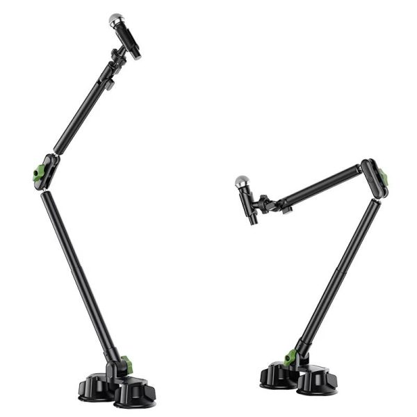 All-in-One Video Shooting Stand - Foldable Rotating Aluminum Mount with Dual Suction Cups | for Phone/Microphone/Lighting - Image 2