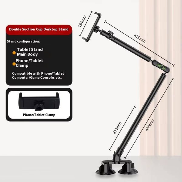 All-in-One Video Shooting Stand - Foldable Rotating Aluminum Mount with Dual Suction Cups | for Phone/Microphone/Lighting - Image 5