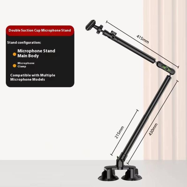 All-in-One Video Shooting Stand - Foldable Rotating Aluminum Mount with Dual Suction Cups | for Phone/Microphone/Lighting - Image 6
