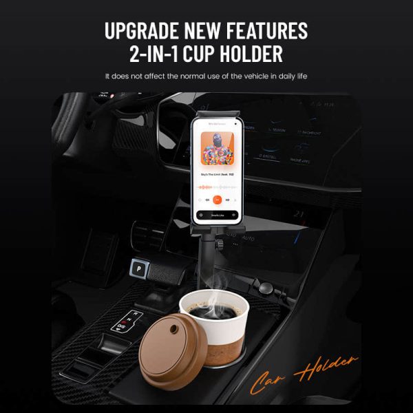 New Car Cupholder Phone Mount - Universal Long Arm Adjustable Stand for Phone & Tablet | Dashboard & Console Multi-Position Vehicle Holder - Image 3