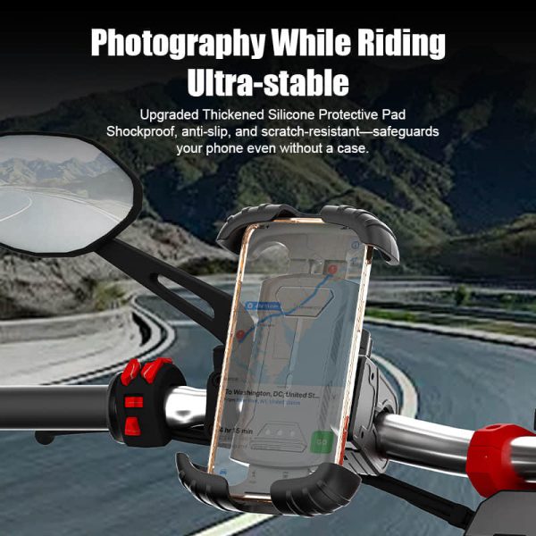 New Bike Phone Mount - Shockproof Motorcycle & E-Bike Handlebar Holder for Food Delivery & GPS Navigation | Universal Anti-Vibration Phone Stand - Image 2