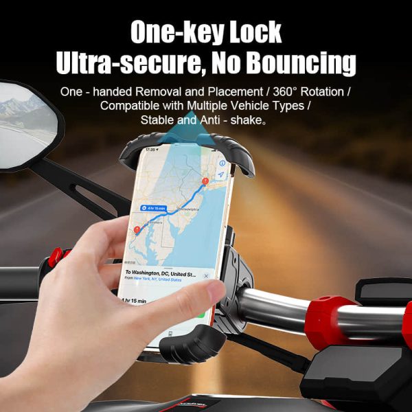 New Bike Phone Mount - Shockproof Motorcycle & E-Bike Handlebar Holder for Food Delivery & GPS Navigation | Universal Anti-Vibration Phone Stand - Image 3