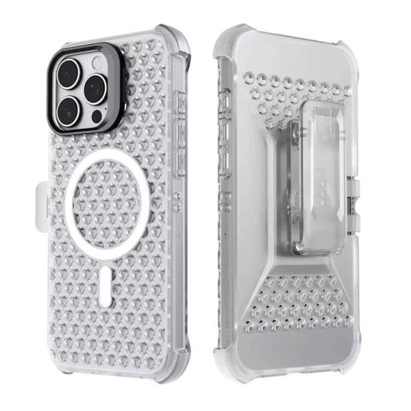 iPhone 16 Transparent Cooling Case - Magnetic MagSafe Stand & Heat Dissipation Case | Universal Fit for iPhone 15 Pro Max with Camera Protection