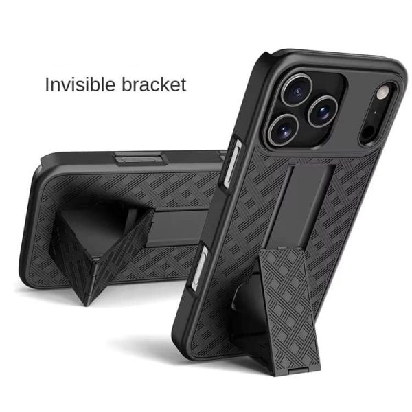 iPhone 17 Pro Max/17 Air Case - Woven Texture Stand & Magnetic Back Clip | Sliding Sleeve with Shockproof Hard Case - Image 2