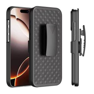 iPhone 17 Pro Max/17 Air Case - Woven Texture Stand & Magnetic Back Clip | Sliding Sleeve with Shockproof Hard Case