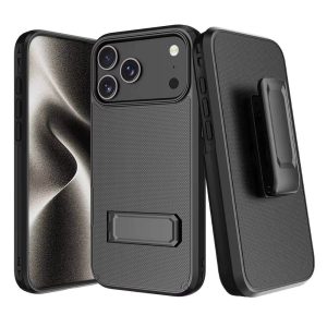 iPhone 16 Pro Max/17 Case - Magnetic Back Clip & Card Holder | Sliding Sleeve with Adjustable Stand & Shockproof Protection