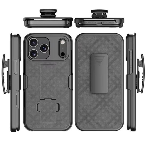 iPhone 17 Pro Max/17 Air Case - Woven Texture Stand & Magnetic Back Clip | Sliding Sleeve with Shockproof Hard Case - Image 6