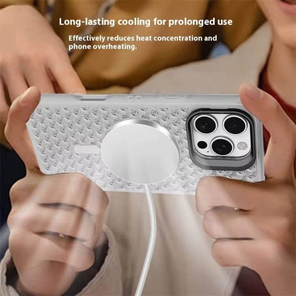 iPhone 16 Transparent Cooling Case - Magnetic MagSafe Stand & Heat Dissipation Case | Universal Fit for iPhone 15 Pro Max with Camera Protection - Image 4