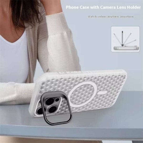 iPhone 16 Transparent Cooling Case - Magnetic MagSafe Stand & Heat Dissipation Case | Universal Fit for iPhone 15 Pro Max with Camera Protection - Image 5