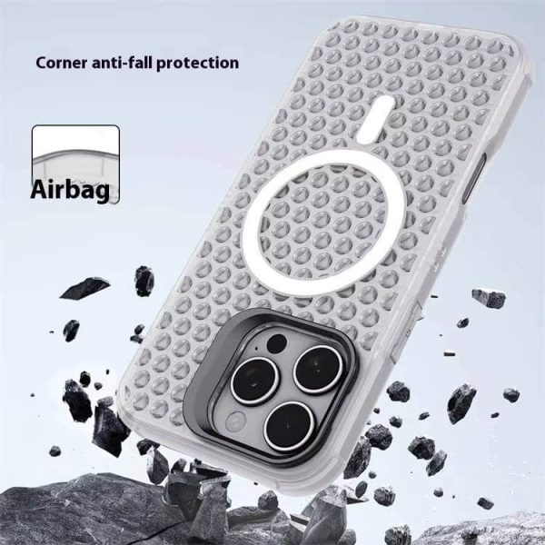 iPhone 16 Transparent Cooling Case - Magnetic MagSafe Stand & Heat Dissipation Case | Universal Fit for iPhone 15 Pro Max with Camera Protection - Image 6