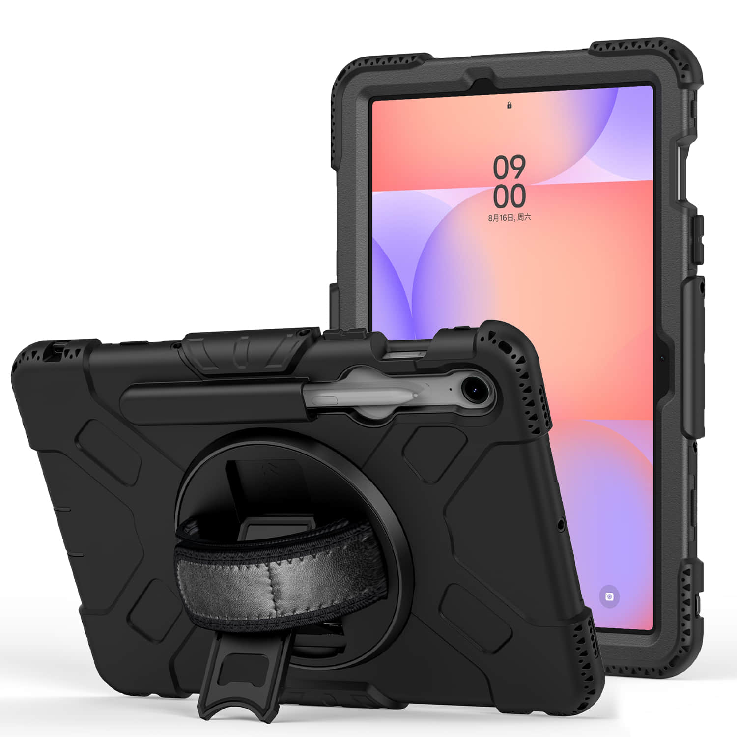 Rugged Tablet case for Samsung Galaxy Tab S10 lite 2025 Built in Shoulder Strap 360 Rotate Stand on Back