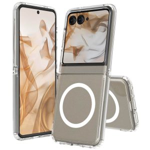 Moto Razr60 Ultra Foldable Case - Yellow-Resistant Transparent Cover with Strong Magnetic Wireless Charging | Full-Body Anti-Shock Protection for Hinge & Screen