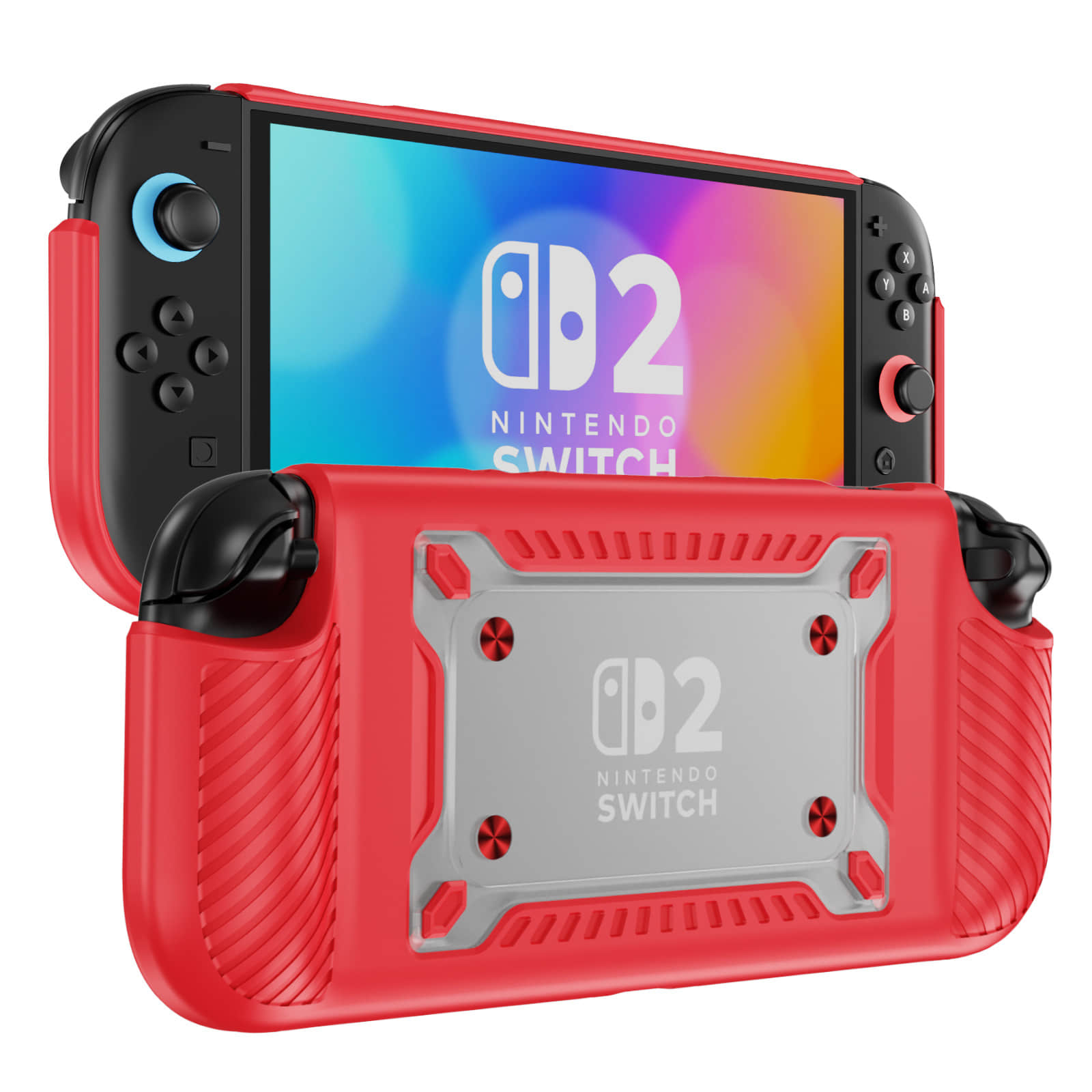 For Switch 2 Detachable Case - Stand & Card Slot Design with Multi-Layer Shockproof Protection | TPU + PC Hybrid Rugged Case