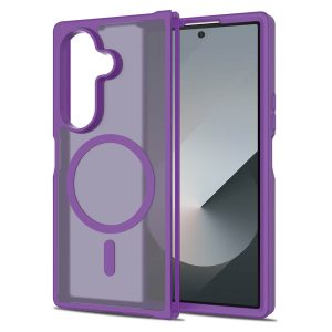 Samsung Z Fold7 5G Case - Soft-Touch Matte Magnetic Shockproof Cover | 1.5m Military-Grade Drop Test with Transparent Design Purple Color