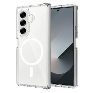 Samsung Z Fold7 5G & Z Flip6 Case - Transparent Magnetic Shockproof Cover | 1.5m Military-Grade Drop Test with Wireless Charging Compatibility